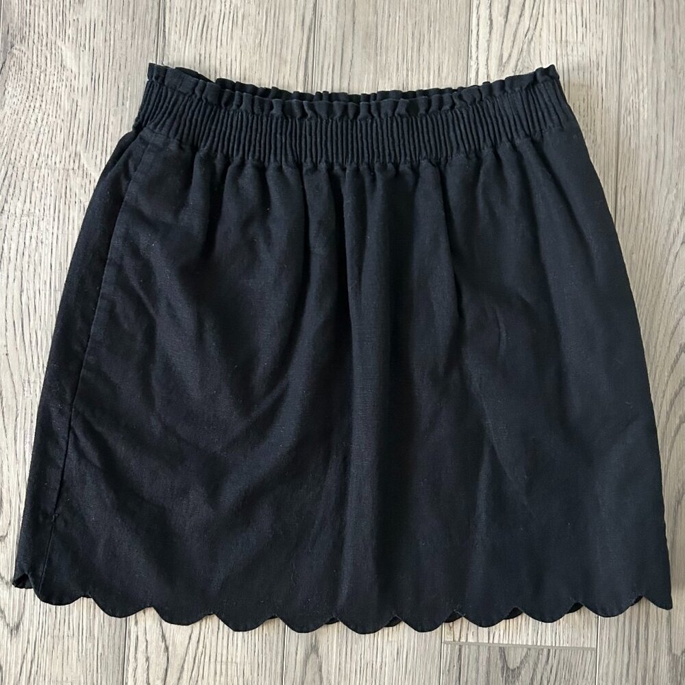 J.Crew Black Scalloped Hem Skirt Women’s Size 4 Elastic Waist SP19